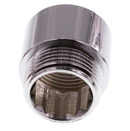 G 1'' F/M Chromium plated Brass Extension DIN 3523 - 25 mm
