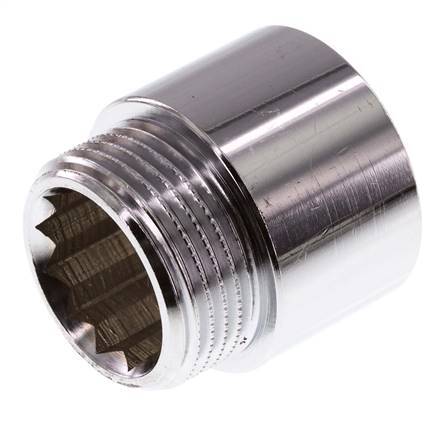 G 1'' F/M Chromium plated Brass Extension DIN 3523 - 25 mm