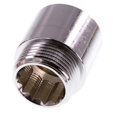 G 1'' F/M Chromium plated Brass Extension DIN 3523 - 30 mm