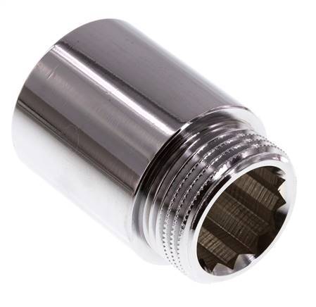 G 1'' F/M Chromium plated Brass Extension DIN 3523 - 40 mm