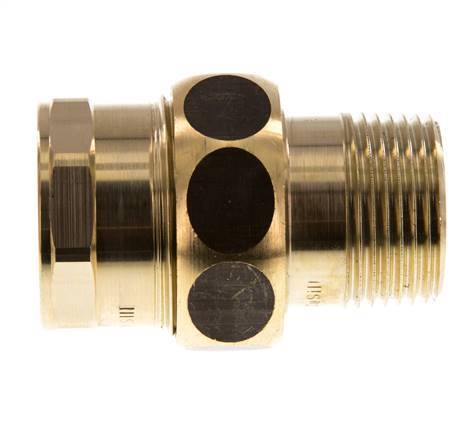 Rp 1'' x R 1'' F/M Brass Double Nipple 3-pieces with Flat sealing 16 Bar