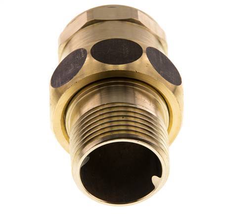 Rp 1'' x R 1'' F/M Brass Double Nipple 3-pieces with Flat sealing 16 Bar