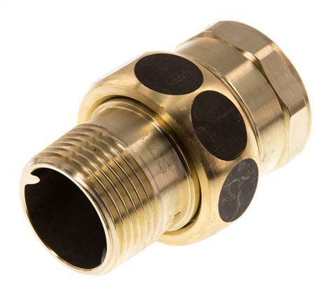 Rp 1'' x R 1'' F/M Brass Double Nipple 3-pieces with Flat sealing 16 Bar
