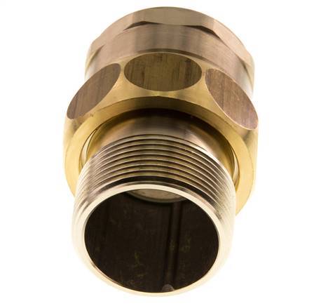 Rp 1 1/2'' x R 1 1/2'' F/M Brass Double Nipple 3-pieces with Flat sealing 16 Bar