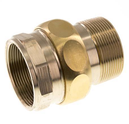 Rp 2'' x R 2'' F/M Brass Double Nipple 3-pieces with Flat sealing 16 Bar