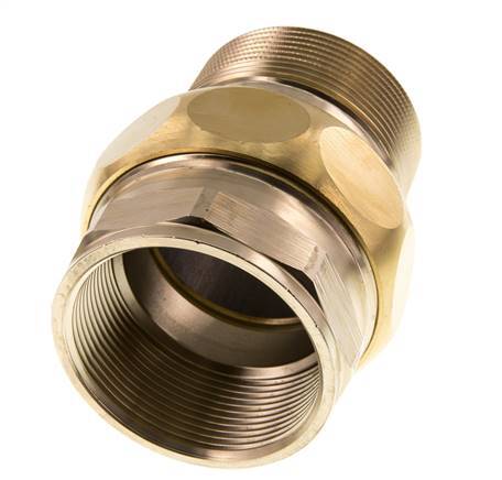 Rp 2'' x R 2'' F/M Brass Double Nipple 3-pieces with Flat sealing 16 Bar