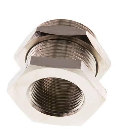 G 3/4'' x M34x2 F/M Nickel plated Brass Bulkhead Fitting 16 Bar