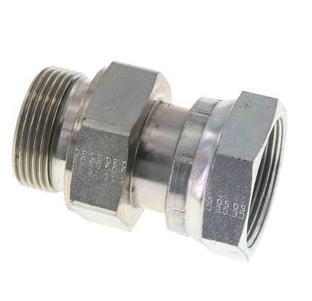 UN 1-11/16''-12 x G 1 1/4'' F/M Zinc plated Steel Reducing Adapter ORFS 250 Bar - Hydraulic