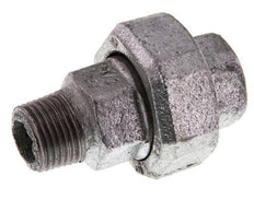 Rp 1/2'' x R 1/2'' F/M Zinc plated Cast iron Double Nipple 3-pieces with Conically sealing 25 Bar