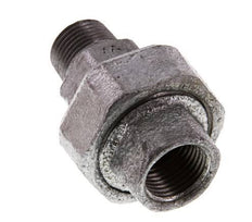 Rp 1/2'' x R 1/2'' F/M Zinc plated Cast iron Double Nipple 3-pieces with Conically sealing 25 Bar