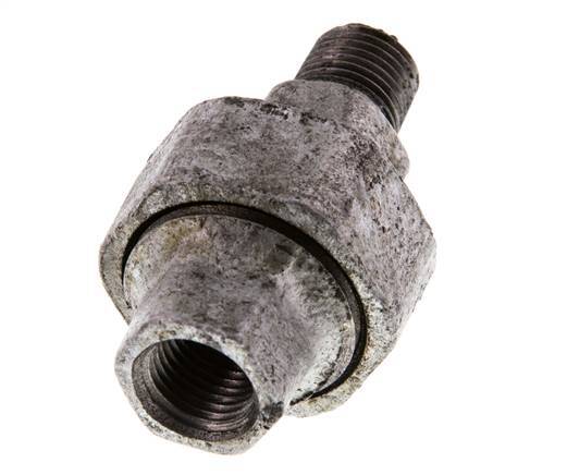 Rp 1/4'' x R 1/4'' F/M Zinc plated Cast iron Double Nipple 3-pieces with Conically sealing 25 Bar