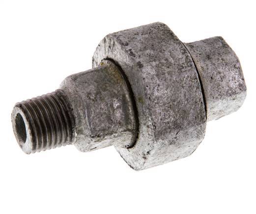 Rp 1/4'' x R 1/4'' F/M Zinc plated Cast iron Double Nipple 3-pieces with Conically sealing 25 Bar