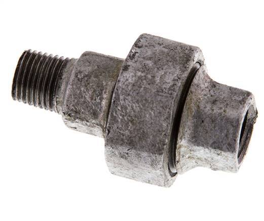 Rp 1/4'' x R 1/4'' F/M Zinc plated Cast iron Double Nipple 3-pieces with Conically sealing 25 Bar