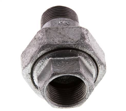 Rp 3/4'' x R 3/4'' F/M Zinc plated Cast iron Double Nipple 3-pieces with Conically sealing 25 Bar