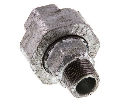 Rp 3/8'' x R 3/8'' F/M Zinc plated Cast iron Double Nipple 3-pieces with Conically sealing 25 Bar