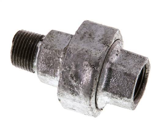 Rp 3/8'' x R 3/8'' F/M Zinc plated Cast iron Double Nipple 3-pieces with Conically sealing 25 Bar