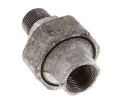 Rp 3/8'' x R 3/8'' F/M Zinc plated Cast iron Double Nipple 3-pieces with Flat sealing 25 Bar