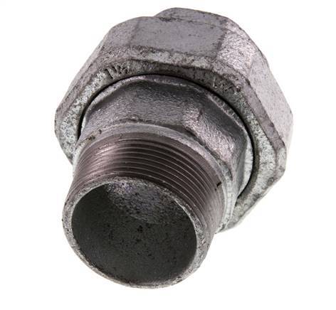 Rp 1 1/2'' x R 1 1/2'' F/M Zinc plated Cast iron Double Nipple 3-pieces with Conically sealing 25 Bar