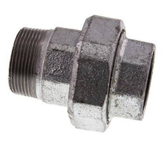 Rp 1 1/2'' x R 1 1/2'' F/M Zinc plated Cast iron Double Nipple 3-pieces with Conically sealing 25 Bar