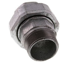 Rp 1 1/2'' x R 1 1/2'' F/M Zinc plated Cast iron Double Nipple 3-pieces with Flat sealing 25 Bar