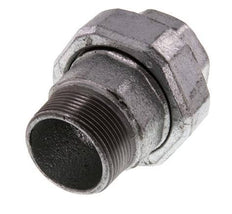 Rp 1 1/2'' x R 1 1/2'' F/M Zinc plated Cast iron Double Nipple 3-pieces with Flat sealing 25 Bar
