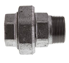 Rp 1 1/4'' x R 1 1/4'' F/M Zinc plated Cast iron Double Nipple 3-pieces with Conically sealing 25 Bar