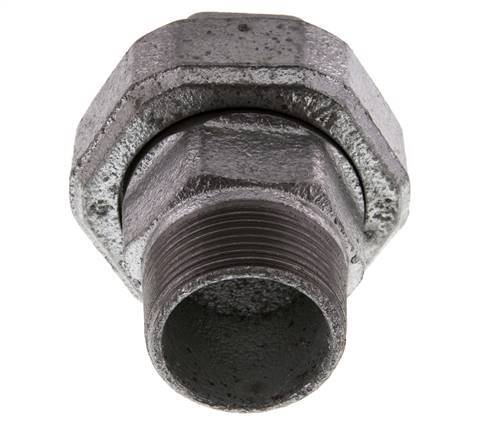 Rp 1 1/4'' x R 1 1/4'' F/M Zinc plated Cast iron Double Nipple 3-pieces with Conically sealing 25 Bar