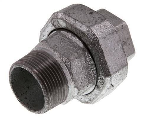 Rp 1 1/4'' x R 1 1/4'' F/M Zinc plated Cast iron Double Nipple 3-pieces with Conically sealing 25 Bar