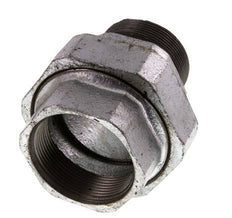 Rp 2'' x R 2'' F/M Zinc plated Cast iron Double Nipple 3-pieces with Flat sealing 25 Bar