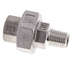 1/4'' NPT x 1/4'' NPT F/M Stainless steel Double Nipple 3-pieces with Conically sealing 16 Bar