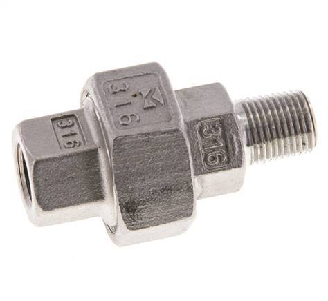 1/8'' NPT x 1/8'' NPT F/M Stainless steel Double Nipple 3-pieces with Conically sealing 16 Bar