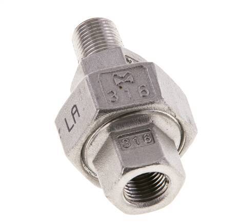 1/8'' NPT x 1/8'' NPT F/M Stainless steel Double Nipple 3-pieces with Conically sealing 16 Bar