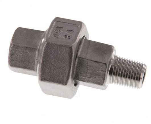 Rp 1/8'' x R 1/8'' F/M Stainless steel Double Nipple 3-pieces with Conically sealing 16 Bar