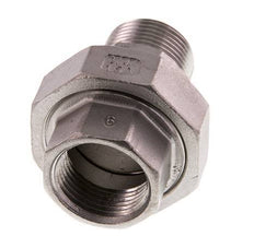3/4'' NPT x 3/4'' NPT F/M Stainless steel Double Nipple 3-pieces with Conically sealing 16 Bar