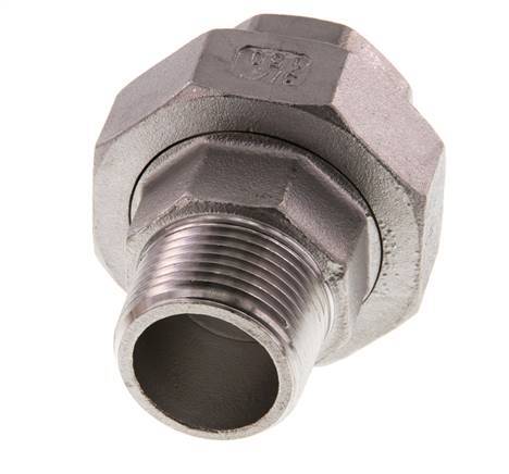 3/4'' NPT x 3/4'' NPT F/M Stainless steel Double Nipple 3-pieces with Conically sealing 16 Bar