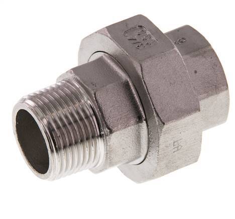 3/4'' NPT x 3/4'' NPT F/M Stainless steel Double Nipple 3-pieces with Conically sealing 16 Bar