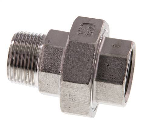 3/4'' NPT x 3/4'' NPT F/M Stainless steel Double Nipple 3-pieces with Conically sealing 16 Bar
