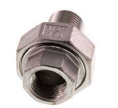 1/2'' NPT x 1/2'' NPT F/M Stainless steel Double Nipple 3-pieces with Conically sealing 16 Bar