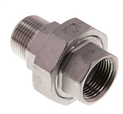 3/4'' NPT x 3/4'' NPT F/M Stainless steel Double Nipple 3-pieces with Conically sealing 16 Bar