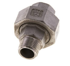 3/8'' NPT x 3/8'' NPT F/M Stainless steel Double Nipple 3-pieces with Conically sealing 16 Bar