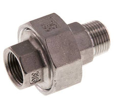 Rp 3/8'' x R 3/8'' F/M Stainless steel Double Nipple 3-pieces with Conically sealing 16 Bar