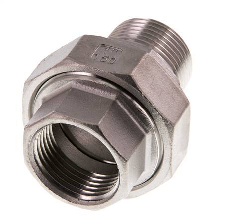 1'' NPT x 1'' NPT F/M Stainless steel Double Nipple 3-pieces with Conically sealing 16 Bar