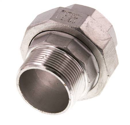 1 1/2'' NPT x 1 1/2'' NPT F/M Stainless steel Double Nipple 3-pieces with Conically sealing 16 Bar