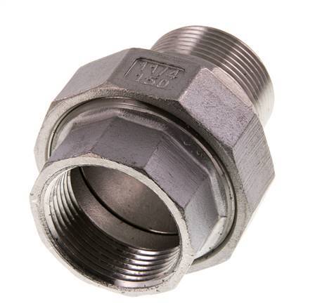 1 1/4'' NPT x 1 1/4'' NPT F/M Stainless steel Double Nipple 3-pieces with Conically sealing 16 Bar