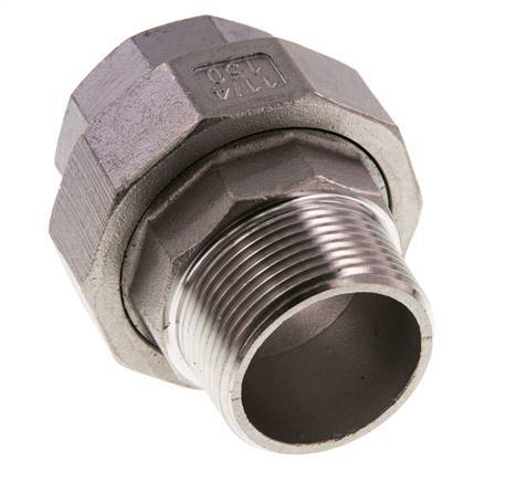 1 1/4'' NPT x 1 1/4'' NPT F/M Stainless steel Double Nipple 3-pieces with Conically sealing 16 Bar