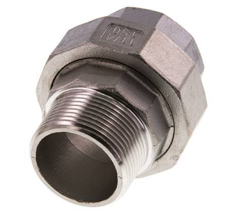 1 1/4'' NPT x 1 1/4'' NPT F/M Stainless steel Double Nipple 3-pieces with Conically sealing 16 Bar