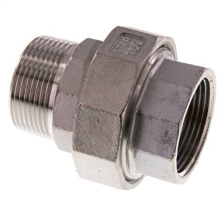 1 1/4'' NPT x 1 1/4'' NPT F/M Stainless steel Double Nipple 3-pieces with Conically sealing 16 Bar