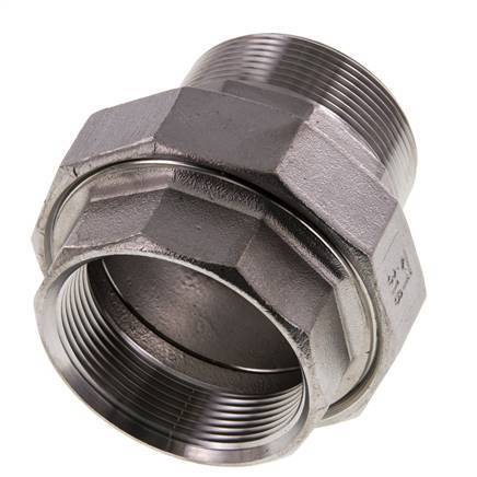 2'' NPT x 2'' NPT F/M Stainless steel Double Nipple 3-pieces with Conically sealing 16 Bar