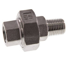 Rp 1/4'' x R 1/4'' F/M Stainless steel Double Nipple 3-pieces with Flat sealing 16 Bar