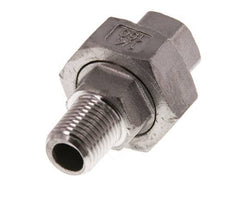 Rp 1/4'' x R 1/4'' F/M Stainless steel Double Nipple 3-pieces with Flat sealing 16 Bar